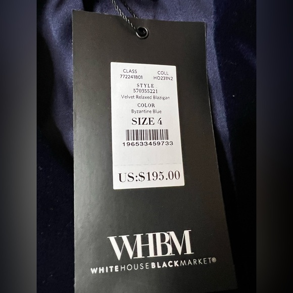 NWT - Velvet White House Black Market Byzantine Blue Blazer (4) - Picture 4 of 5